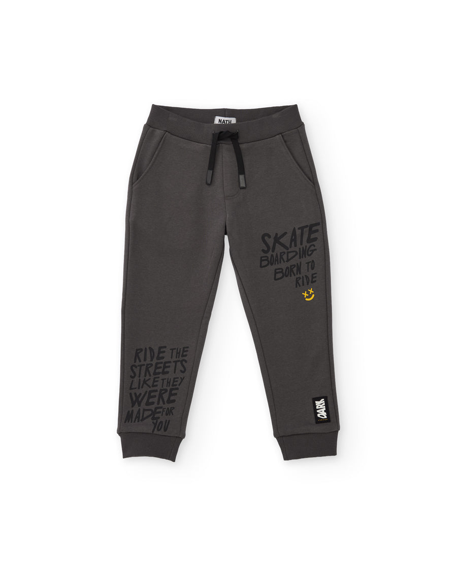 Pantalon en molleton pour garçon avec imprimé typographique et poignets côtelés