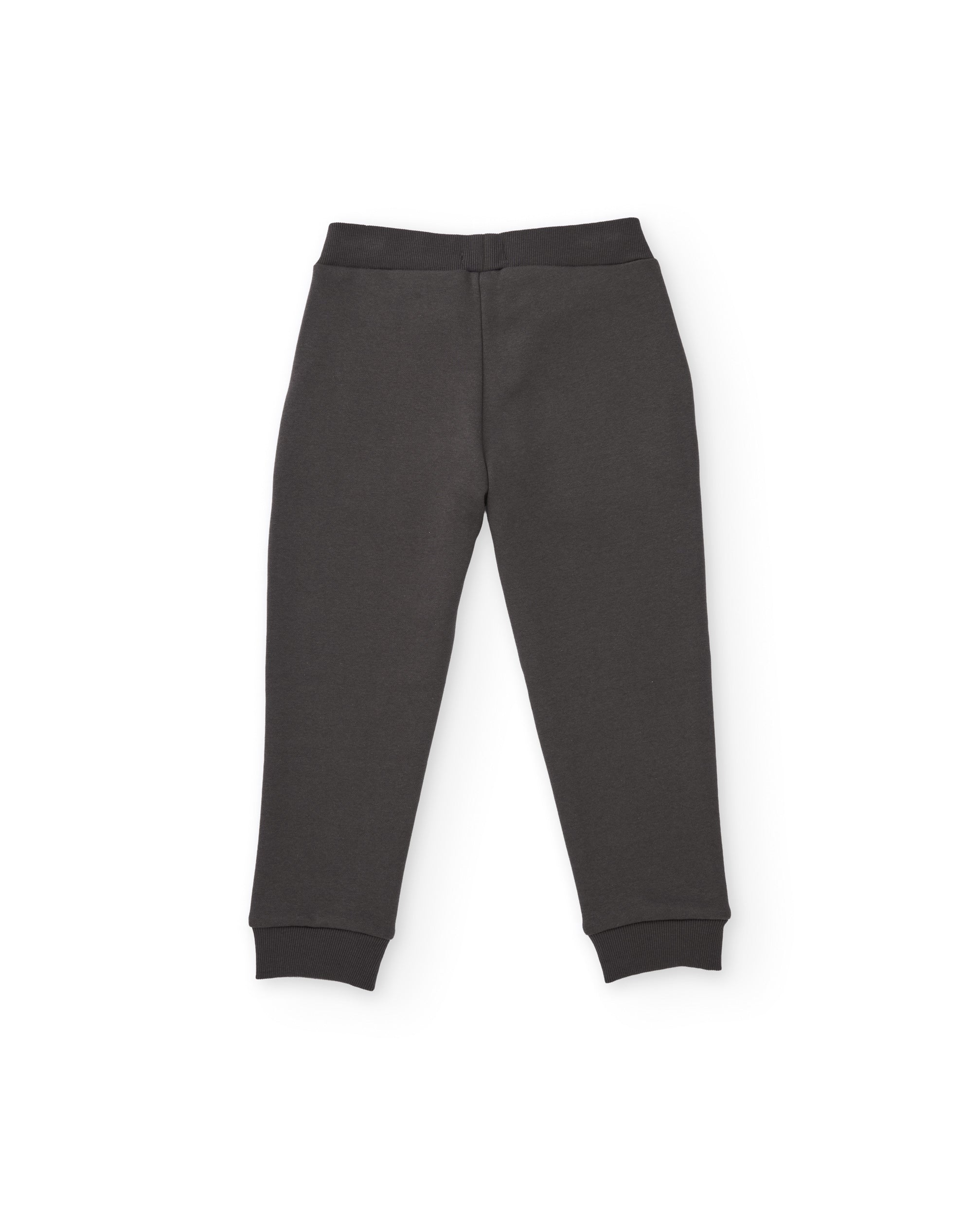 Pantalón de niño de felpa con estampado tipográfico y puños acanalados