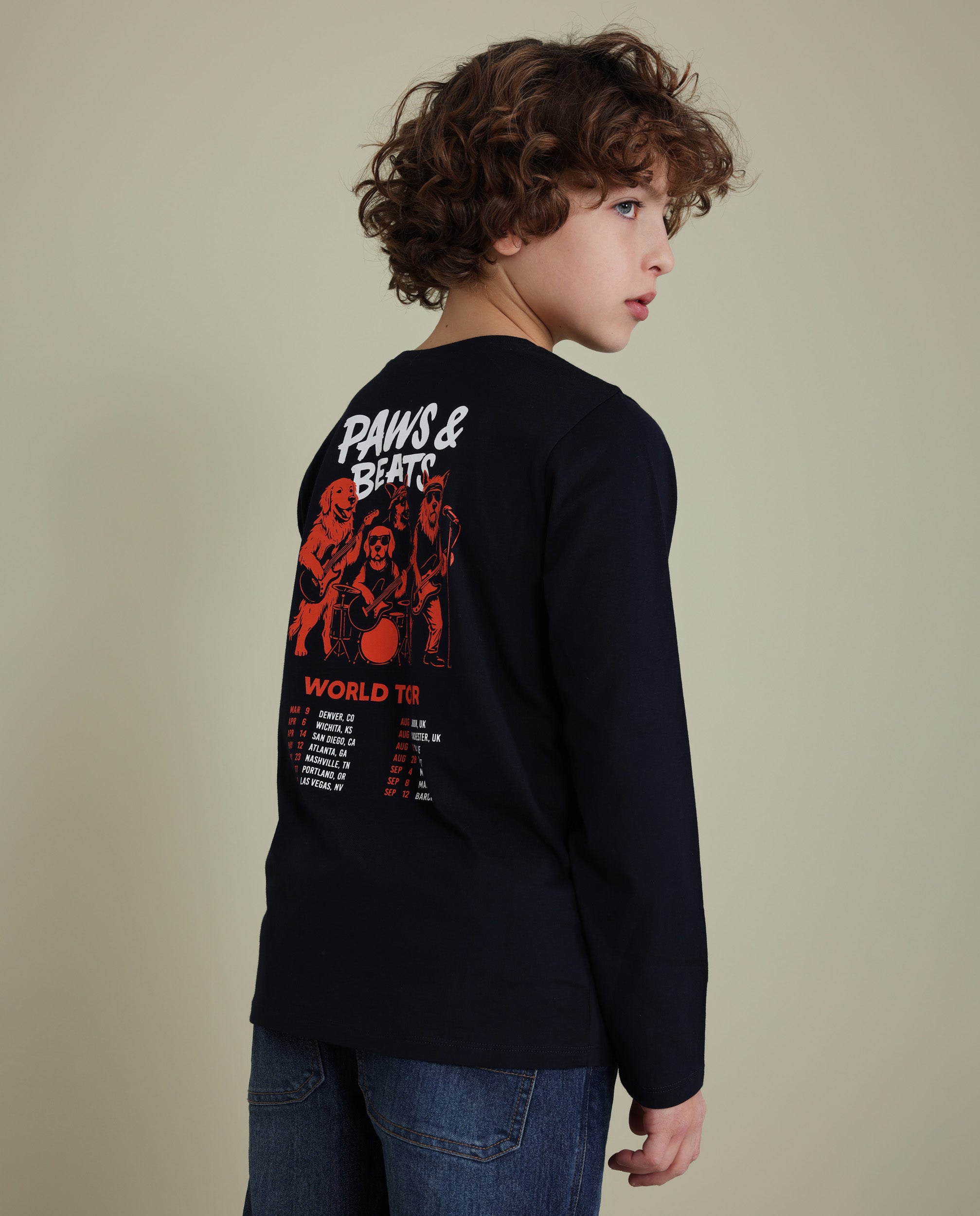 Camiseta de niño de punto con estampado en la espalda