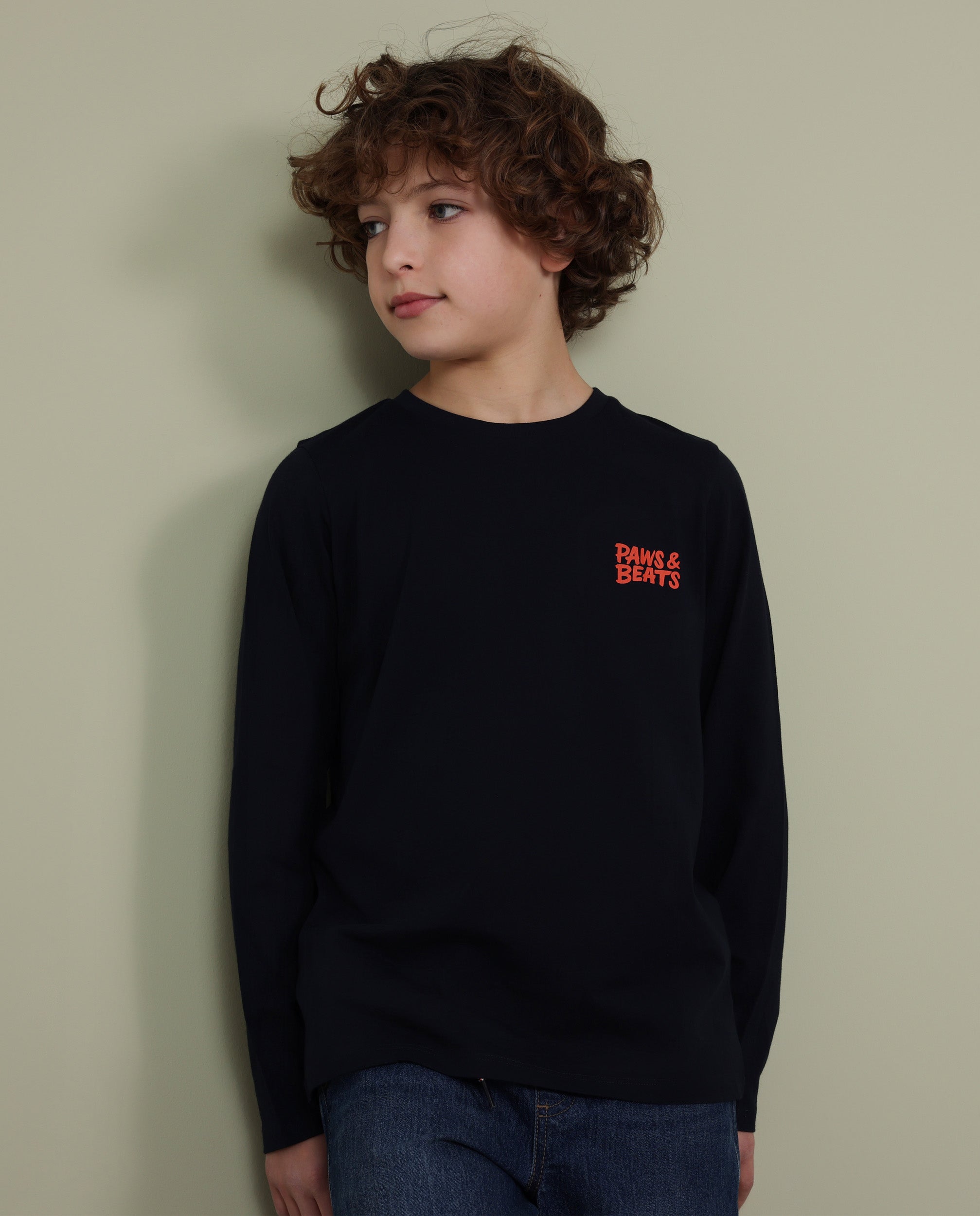 Camiseta de niño de punto con estampado en la espalda