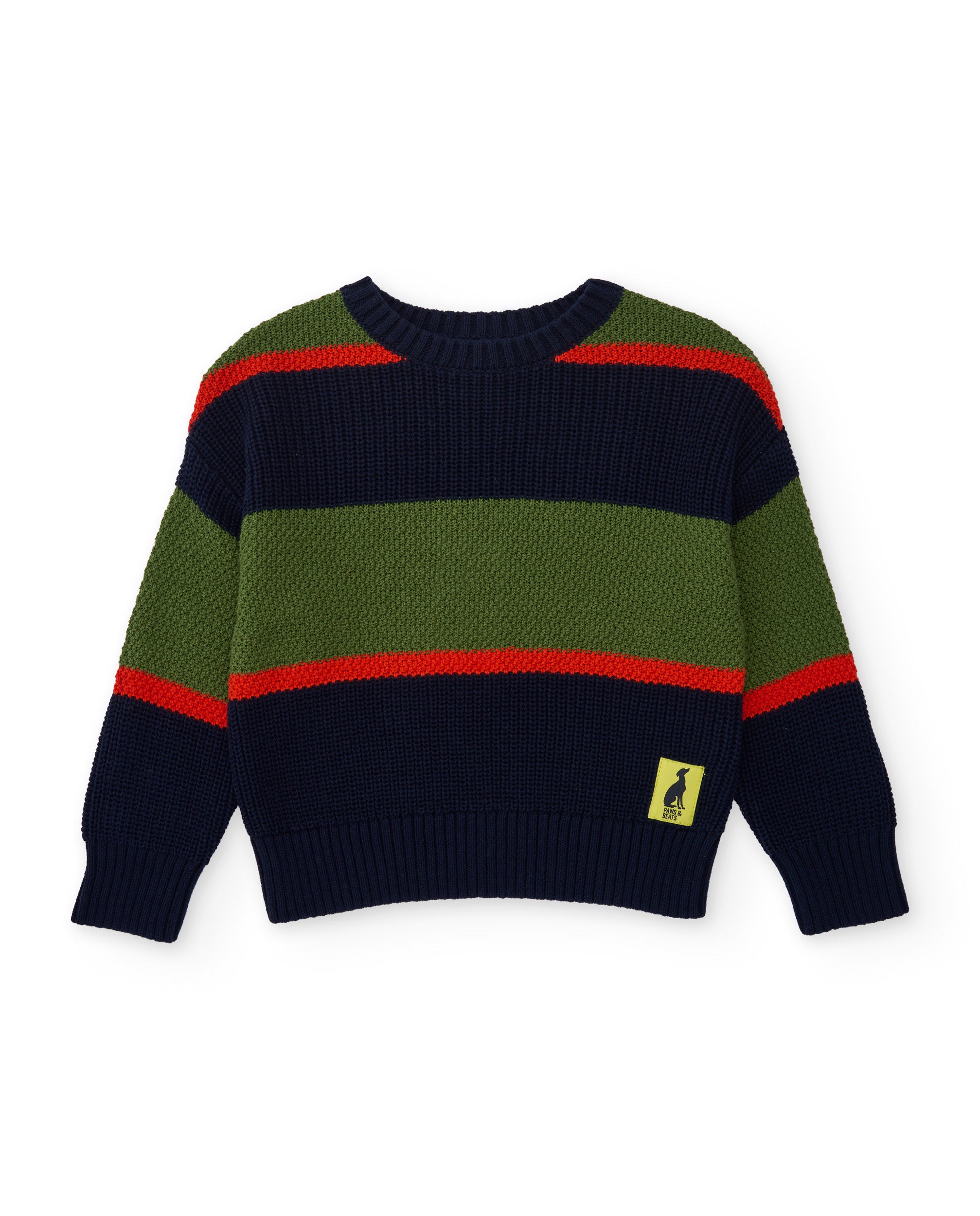 Jersey de niño de tricot con rayas en contraste y tonos vivos
