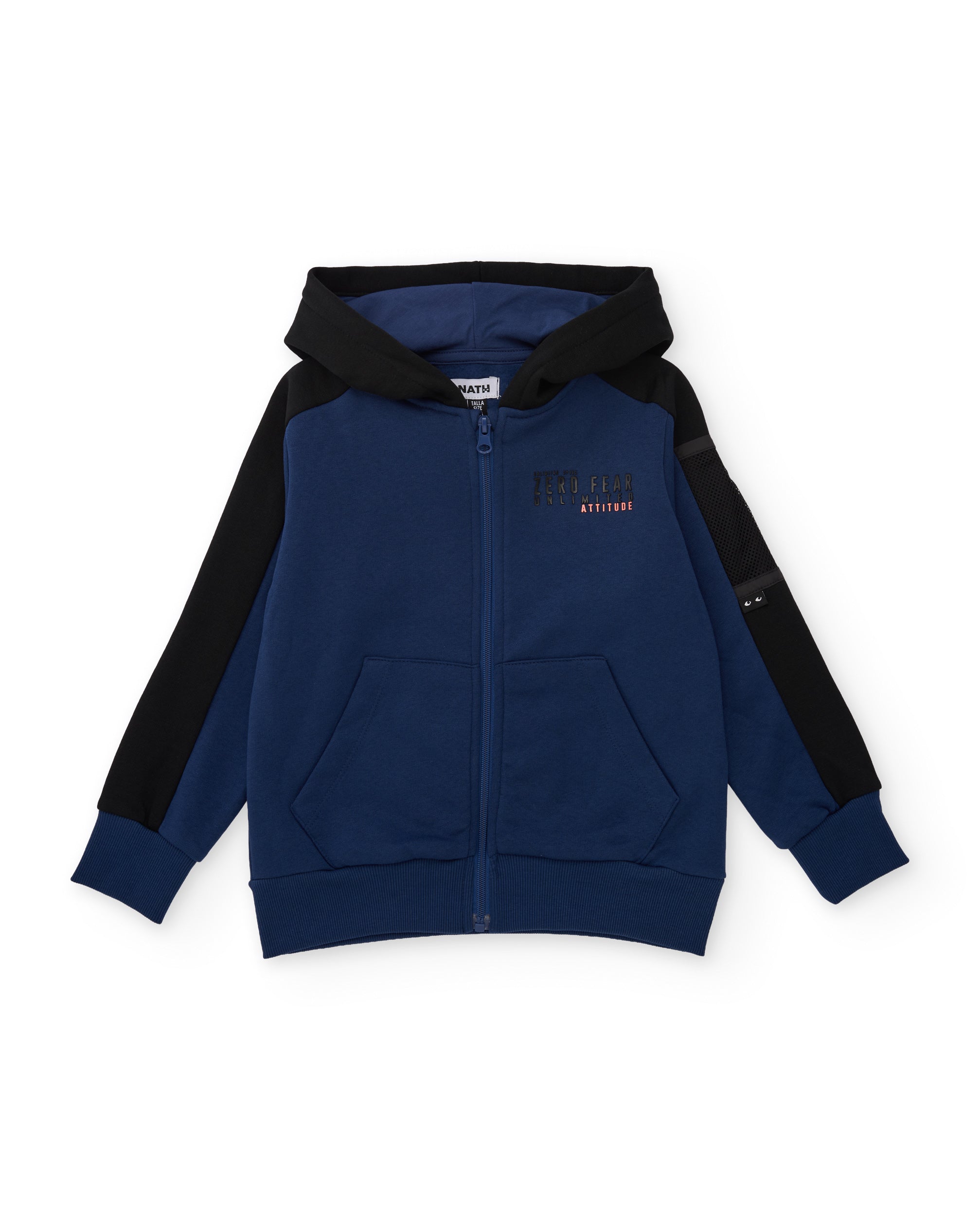 Sudadera de niño de felpa con capucha y detalles en negro