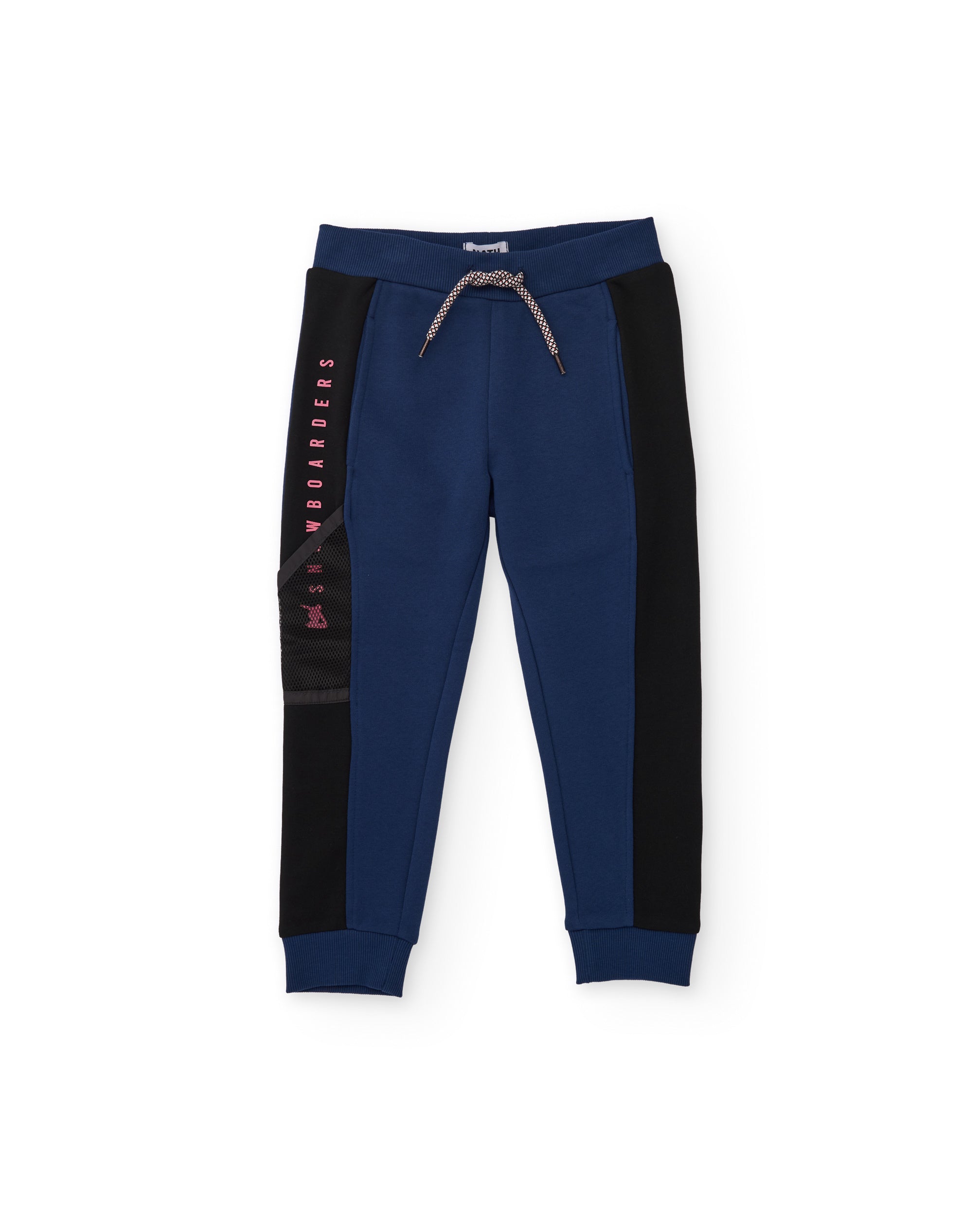 Pantalón de niño de felpa con detalles oscuros a contraste