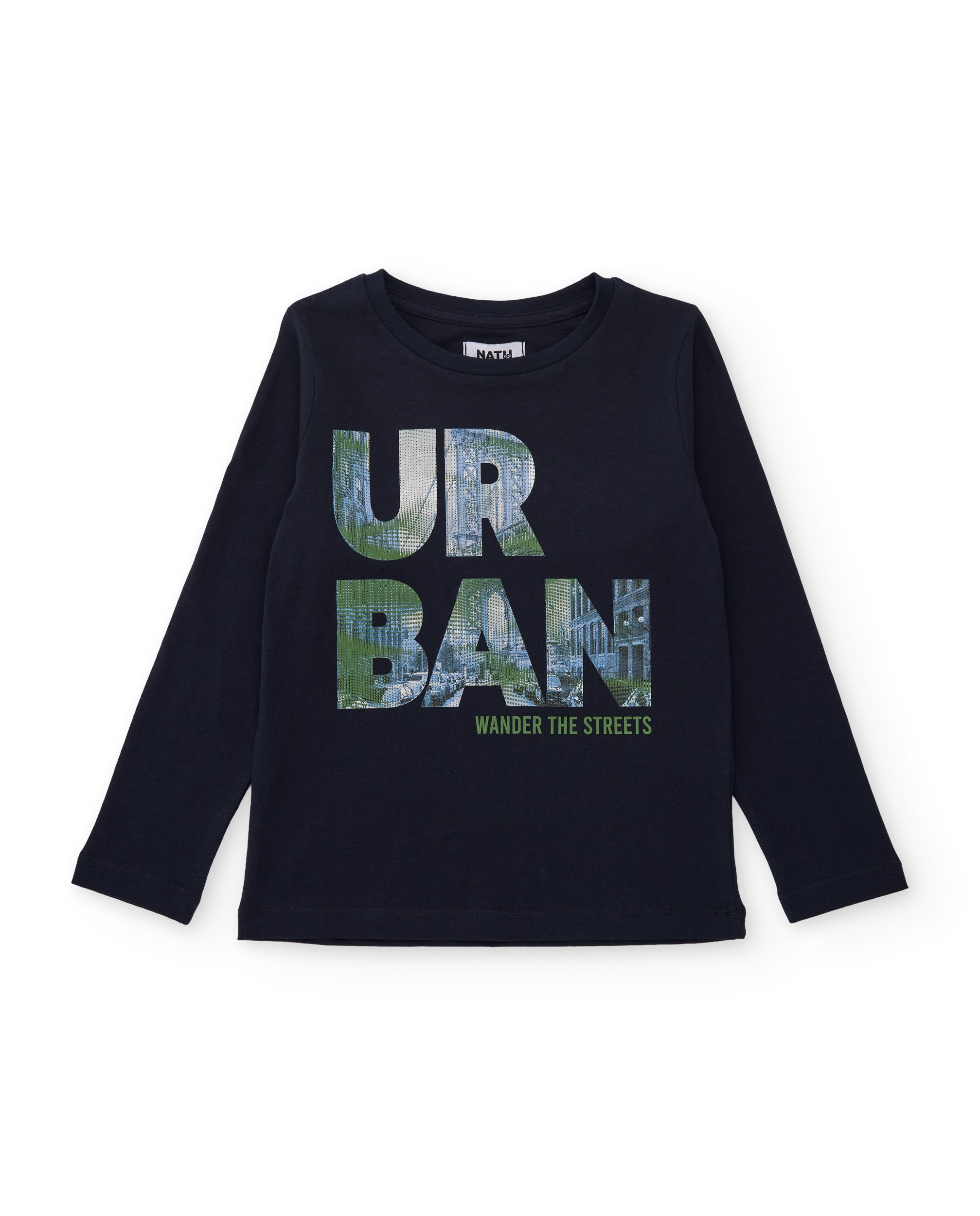 Camiseta de niño de punto con serigrafía urbana