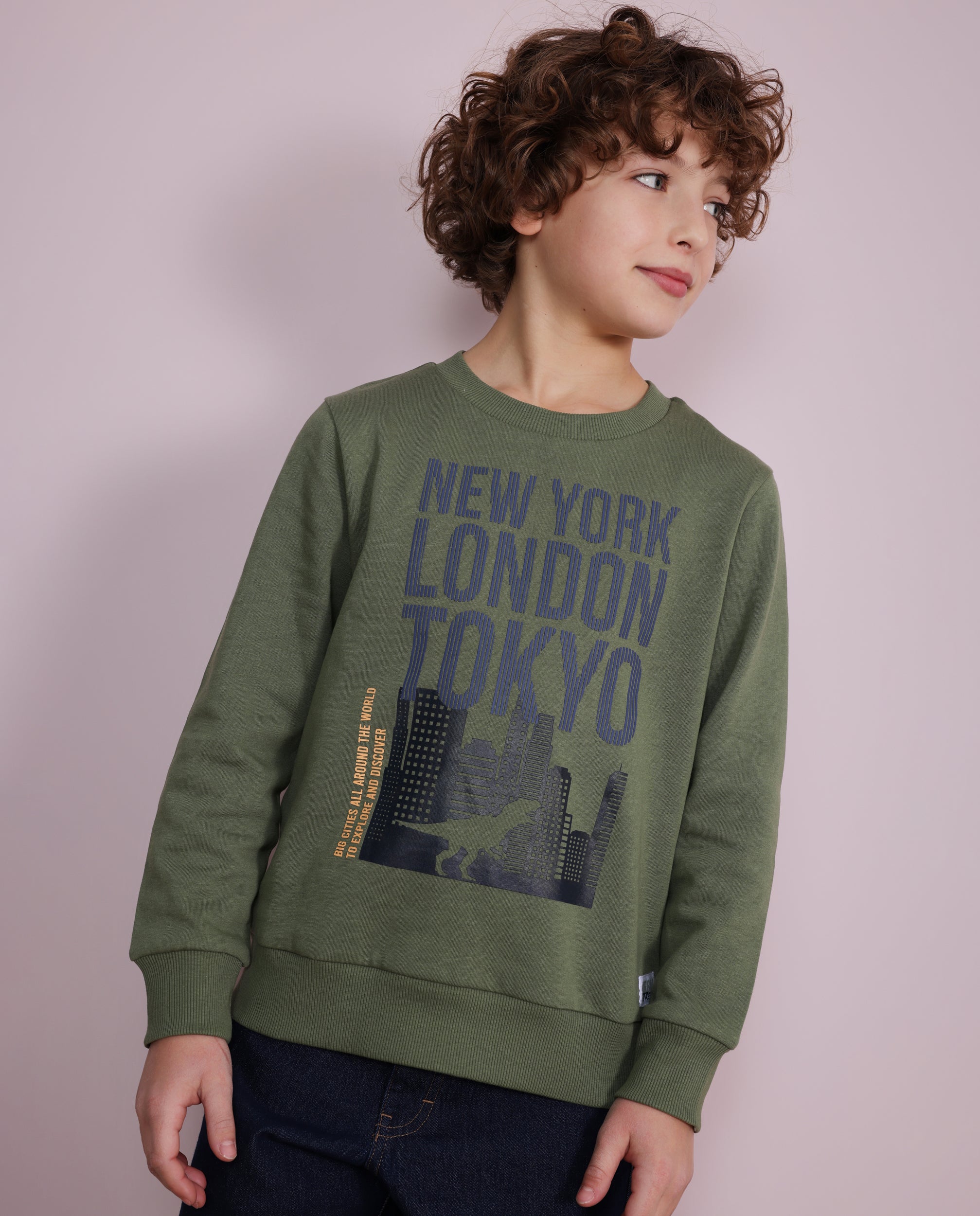 Sudadera de niño de algodón con estampado de skyline