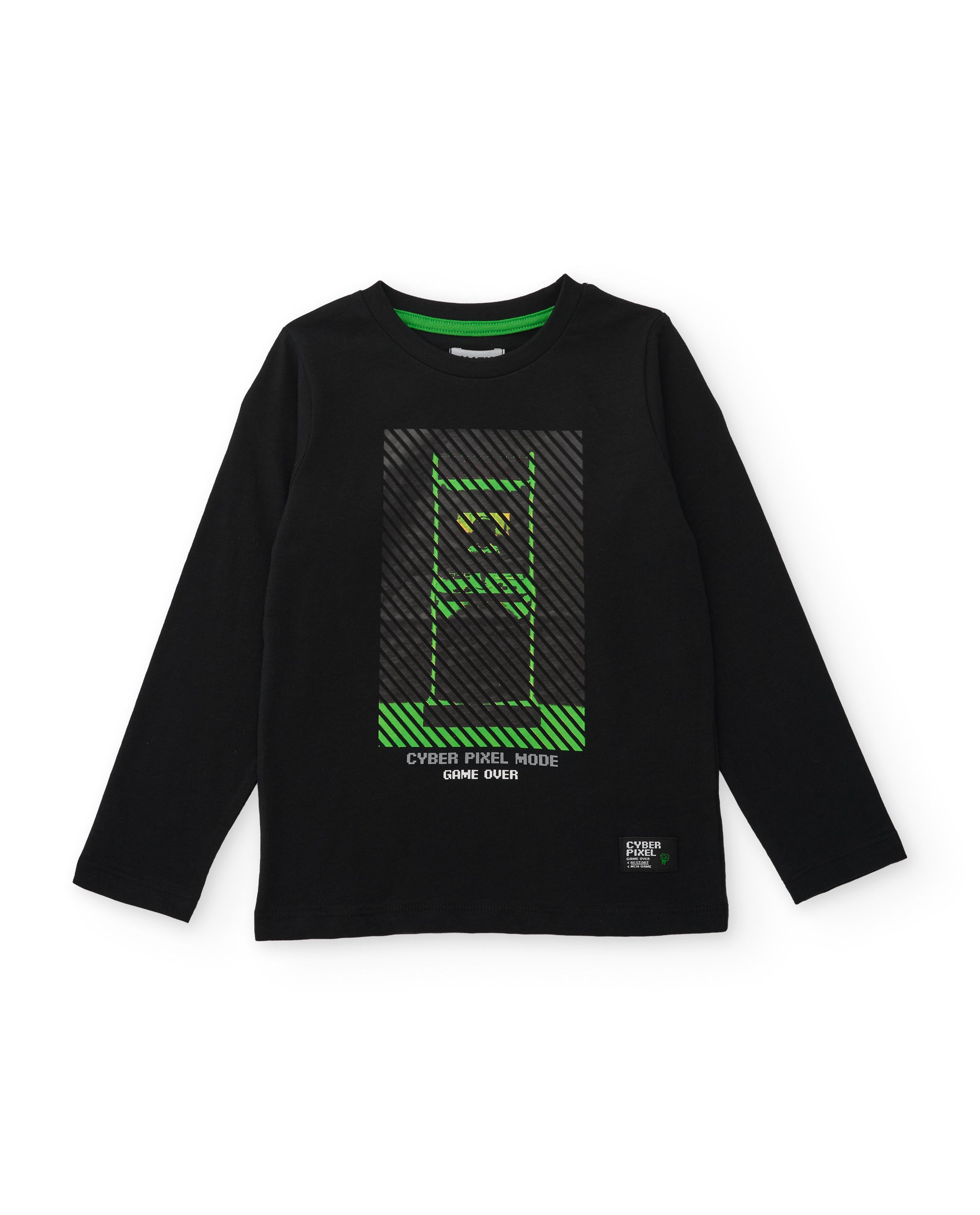 Camiseta de niño de punto con gráfico de arcade en contraste