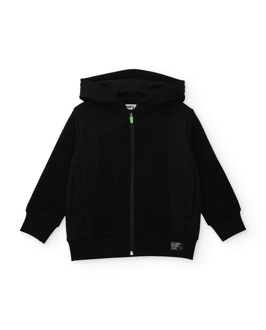 Boys' fleece hooded sweatshirt with decorative patch