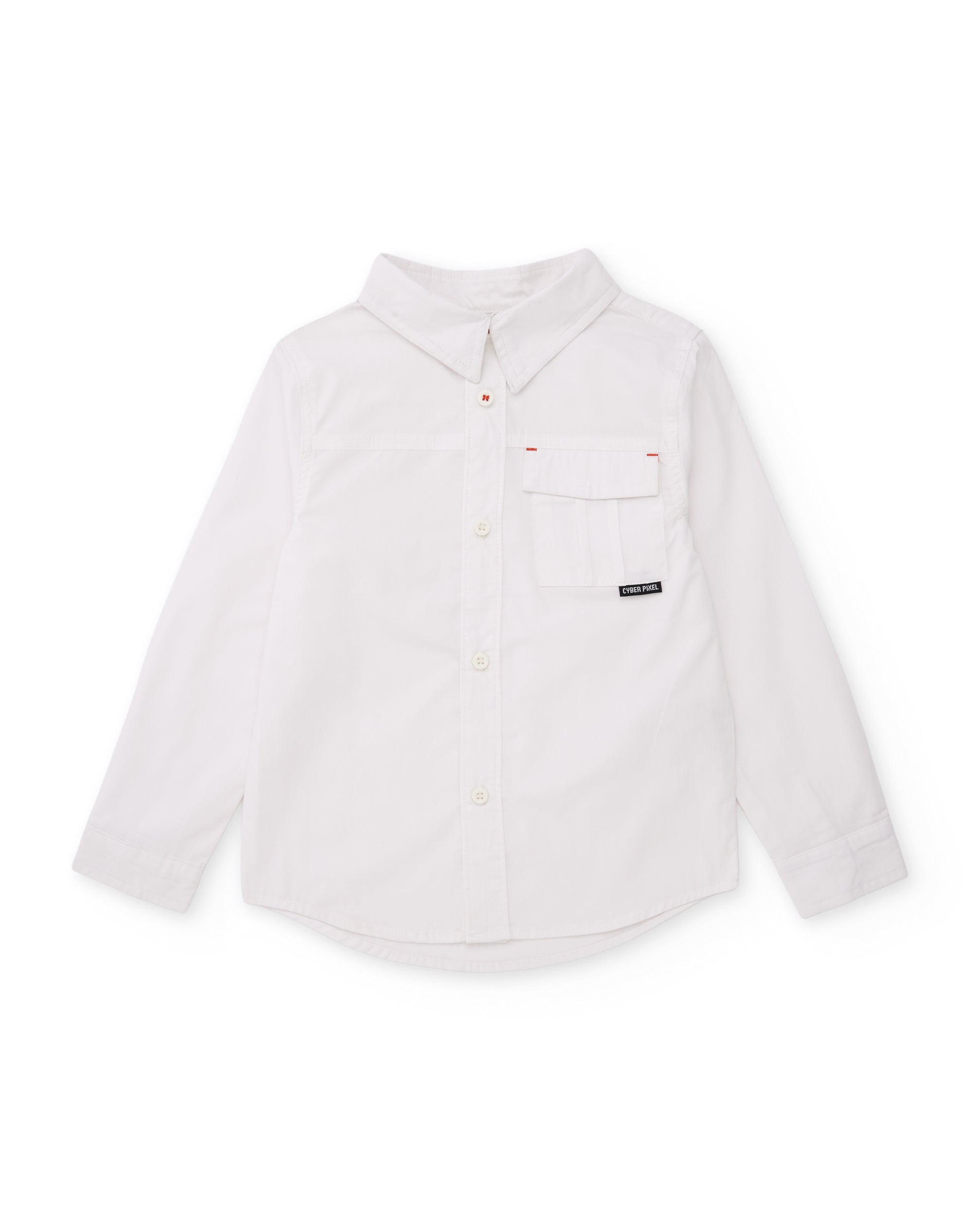 Camisa de niño de algodón con bolsillo frontal y corte clásico