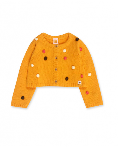 Girl's Orange Tricot Jacket Dog'S Mix