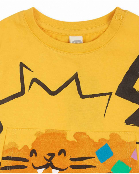 Long yellow knit t-shirt for boy Hip Hip Hooray!