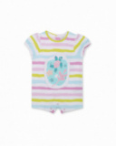 Striped knit romper for girl Turtles