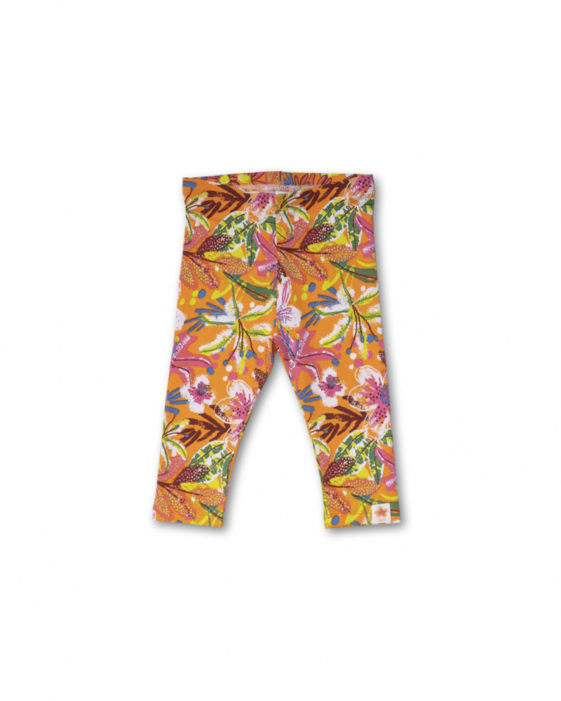 Orange knit legging for girl Eco-Safari