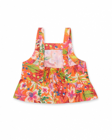 Orange poplin top for girl Eco-Safari