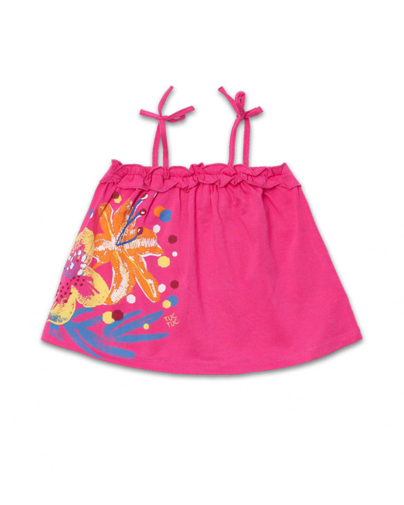 Pink knit T-shirt for girl Eco-Safari