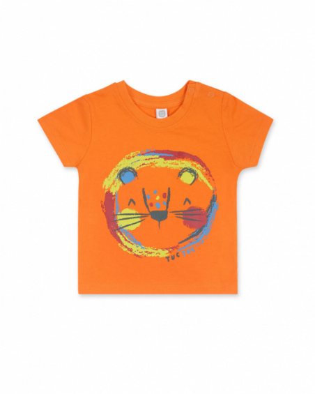 Orange knit t-shirt for boy Eco-Safari Orange knit t-shirt for boy Eco-Safari