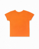 Orange knit t-shirt for boy Eco-Safari Orange knit t-shirt for boy Eco-Safari