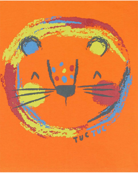 Orange knit t-shirt for boy Eco-Safari Orange knit t-shirt for boy Eco-Safari