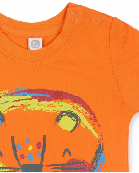Orange knit t-shirt for boy Eco-Safari Orange knit t-shirt for boy Eco-Safari