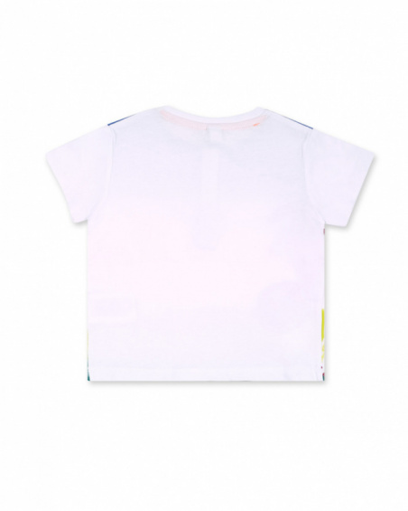 White knit t-shirt with buttons for boy Eco-Safari