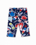 Girl's blue dot pirate leggings Beach Day