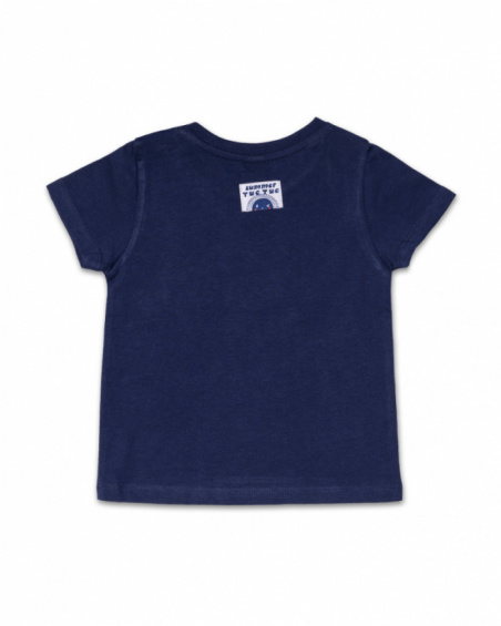 Blue knit t-shirt 'summer dream' boy Beach Day