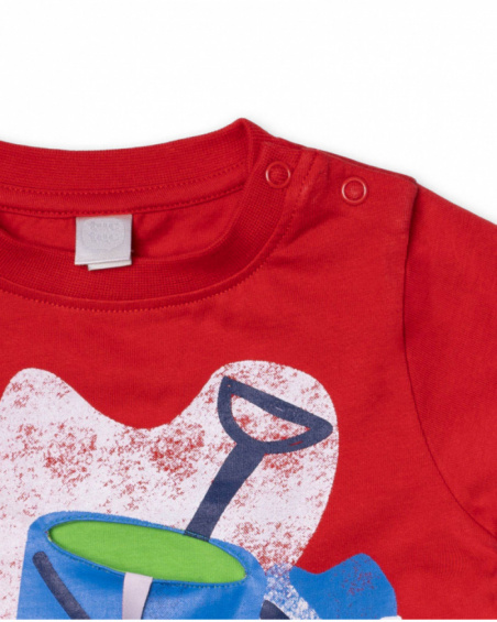 Beach Day red knit t-shirt for boy