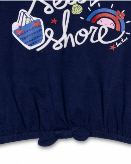 Blue knit T-shirt for girl Beach Day