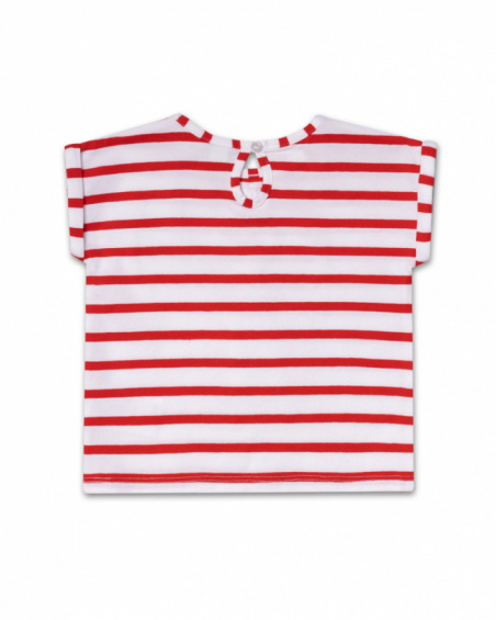 Red white knit T-shirt for girl Beach Day