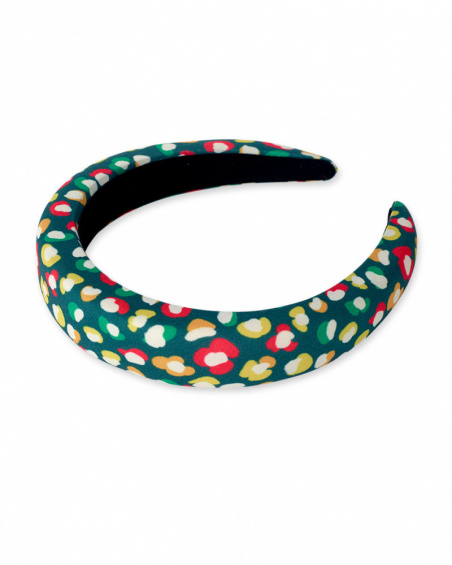Green rigid headband with print for girl Tropical Feelings