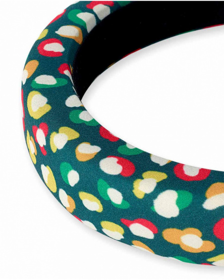 Green rigid headband with print for girl Tropical Feelings
