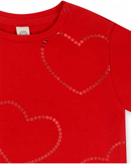 Red knitted hearts T-shirt for girl Basics Baby