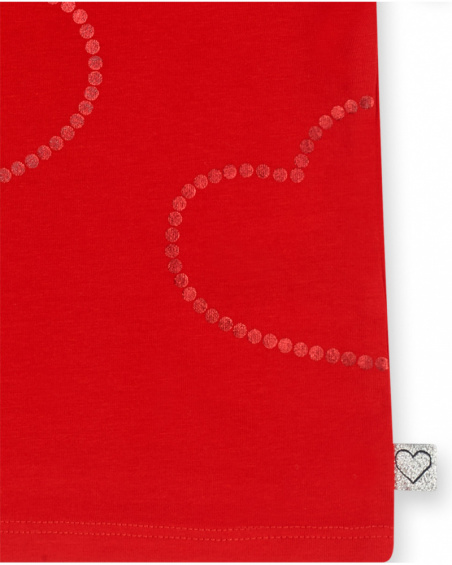 Red knitted hearts T-shirt for girl Basics Baby