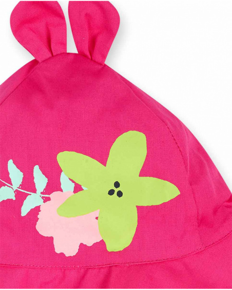 Girl's fuchsia flat cap Time to plant