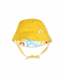 Yellow reversible flat cap printed unisex Sunday