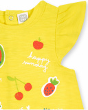 Yellow poplin knit set for girl Sunday