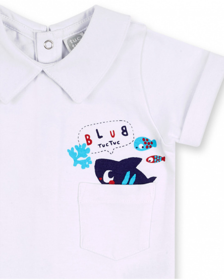 Blue white poplin knit set for boy Blub