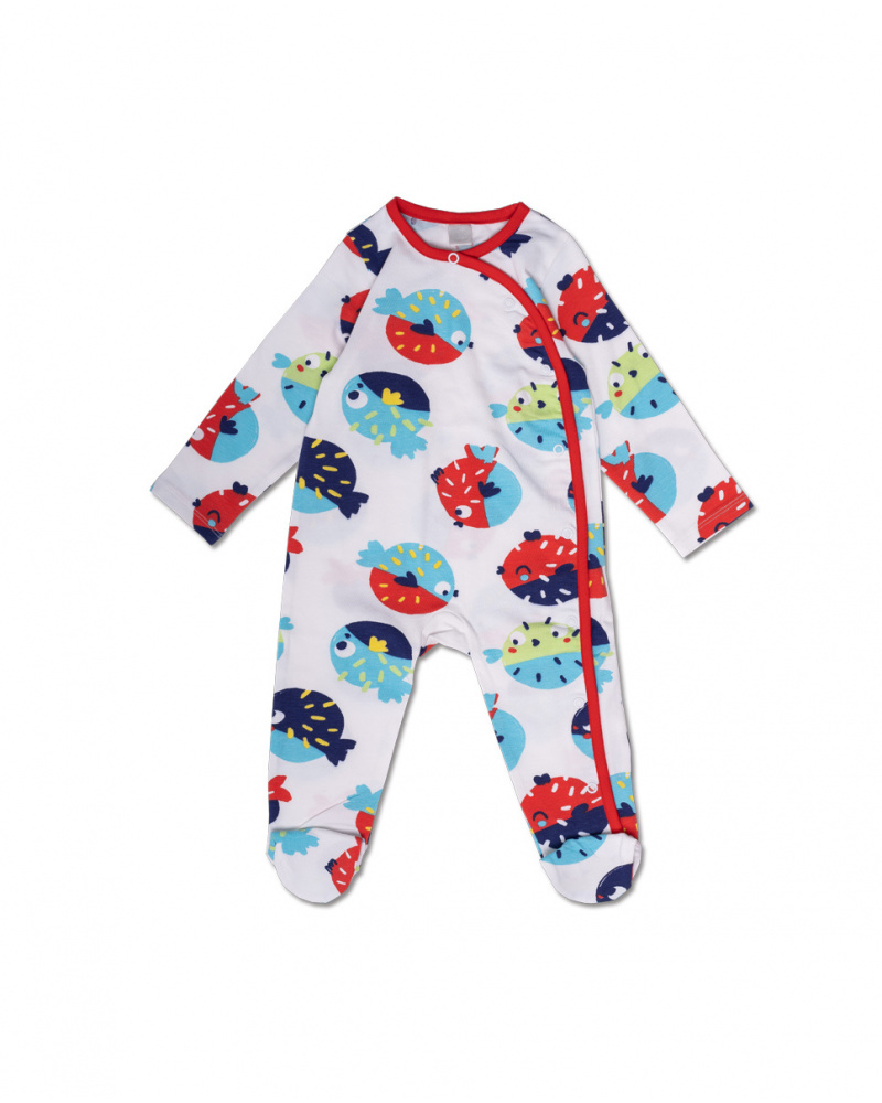 White knit romper for boy Blub