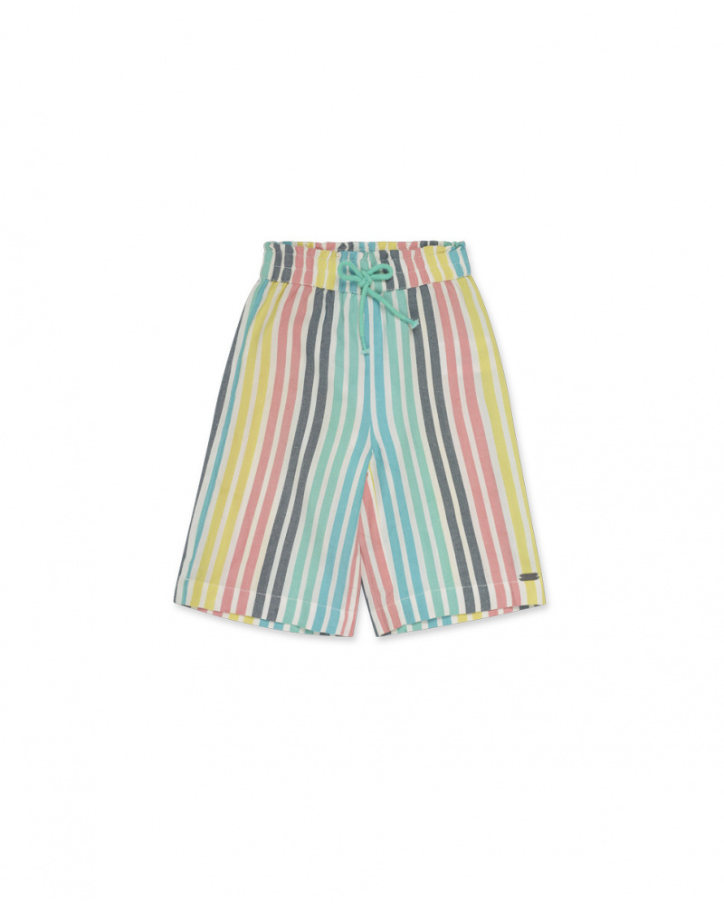 Treasure Island girl's multicolored poplin trousers
