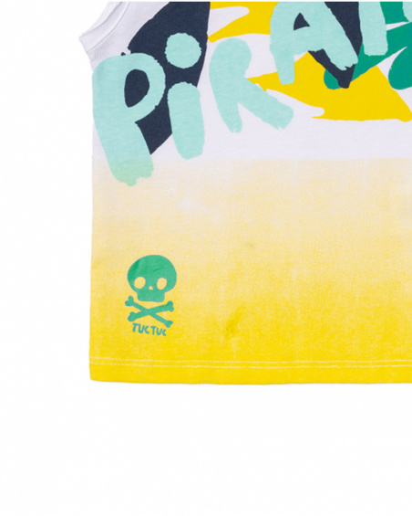 White knit tank top with print for boy Treasure Island