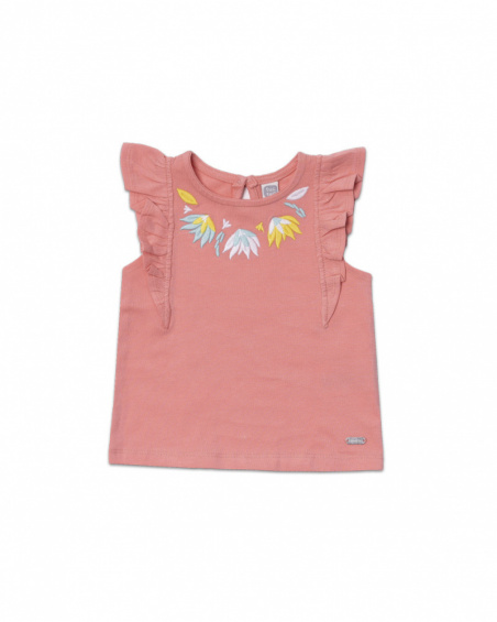 Pink knit T-shirt for girl Treasure Island