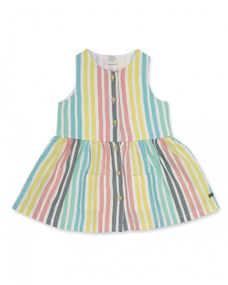 Multicolored poplin dress for girl Treasure Island