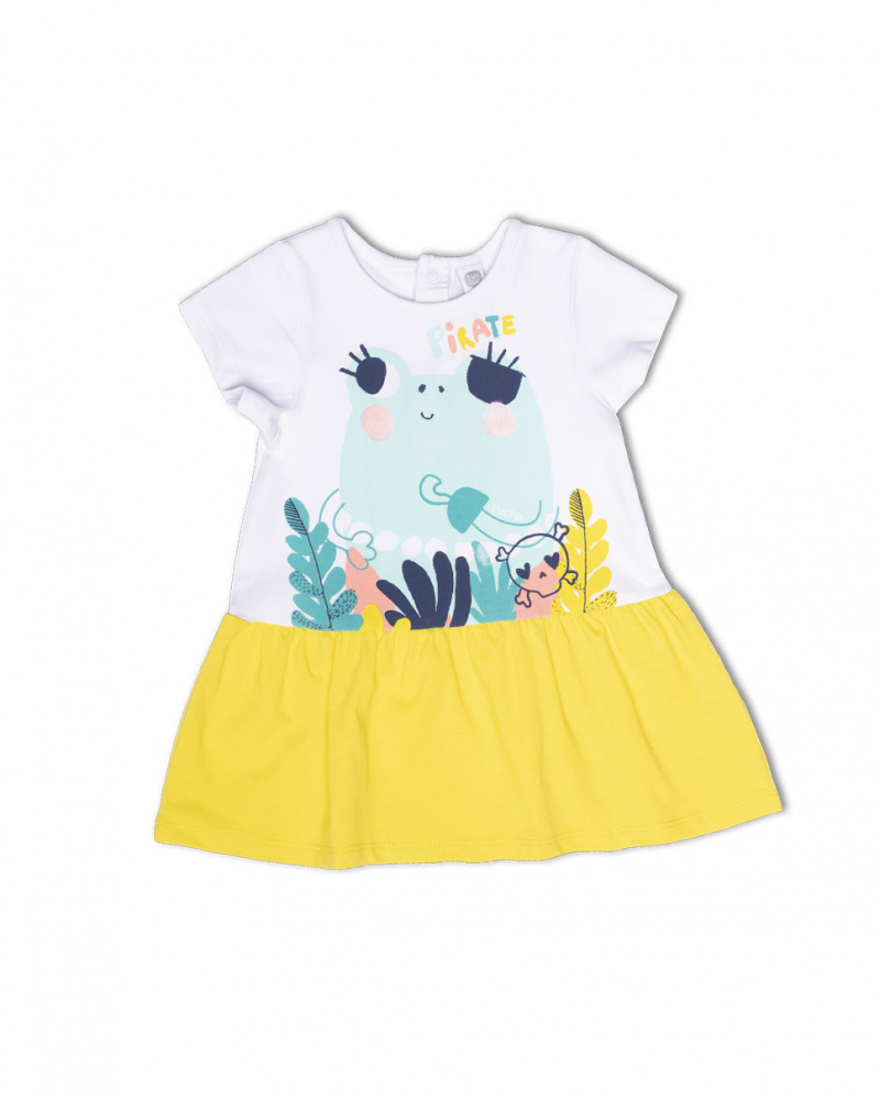 White yellow knit dress for girl Treasure Island