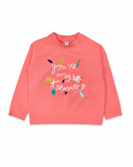 Pink plush sweatshirt for girl Treasure Island