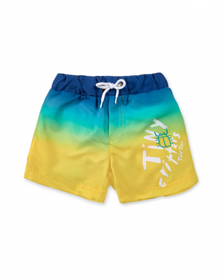 Blue and yellow bermuda shorts for boys Tiny Critters