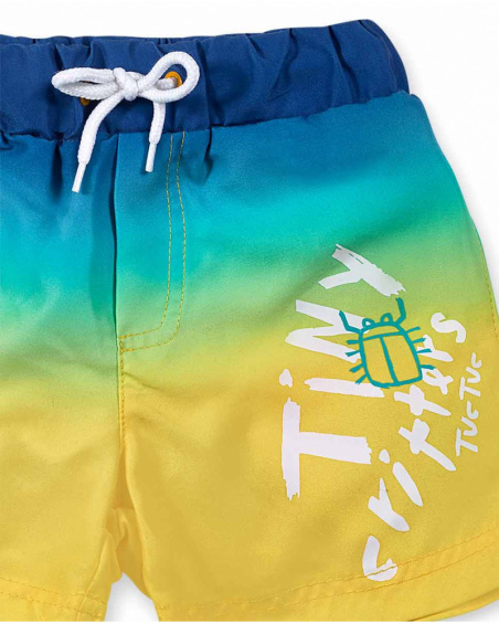 Blue and yellow bermuda shorts for boys Tiny Critters Blue and yellow bermuda shorts for boys Tiny Critters