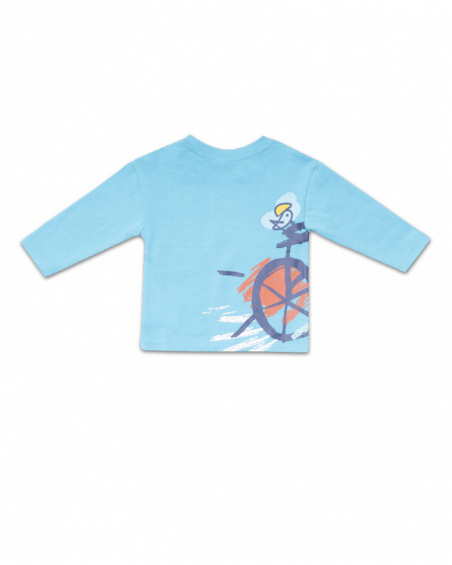 Long blue knit T-shirt for boy Tiny Critters