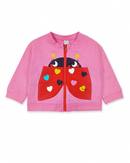 Pink plush jacket for girl Tiny Critters