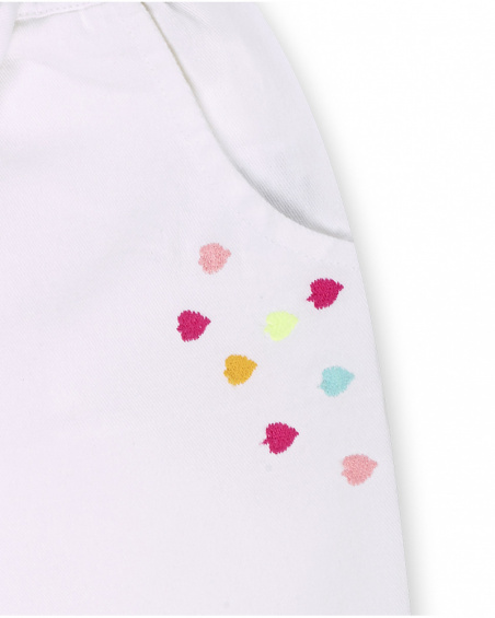 White twill pants for girls Seashell