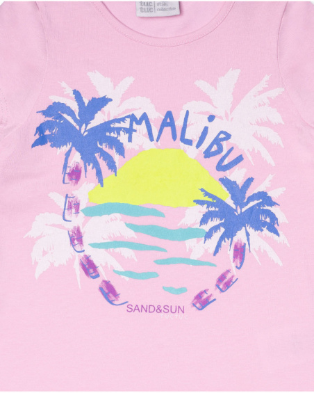 Pink knit T-shirt for girl Malibu