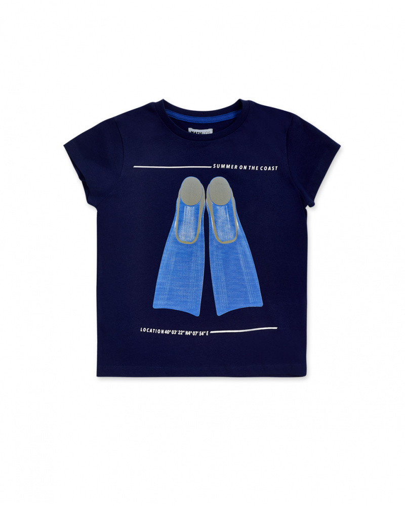 Navy blue knitted t-shirt for boy The coast